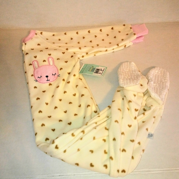 SOLD! NWT 3T Footsie Ivory w/ Pink Polka Dots - Picture 2 of 2